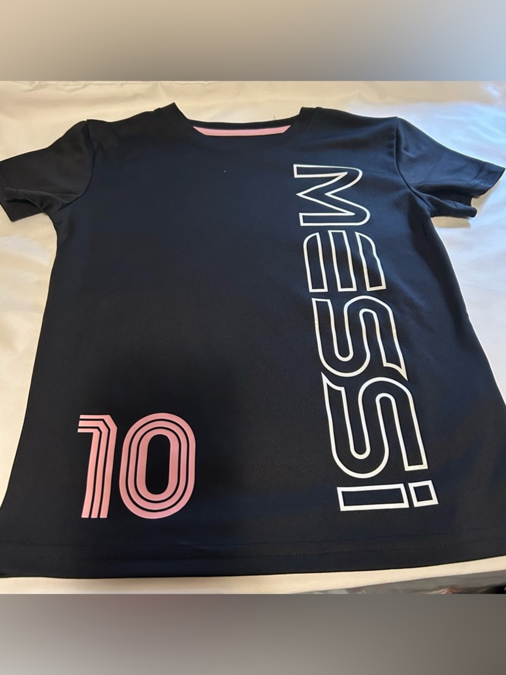 Kids Black & Pink 'MESSI' Graphic Jersey Tee